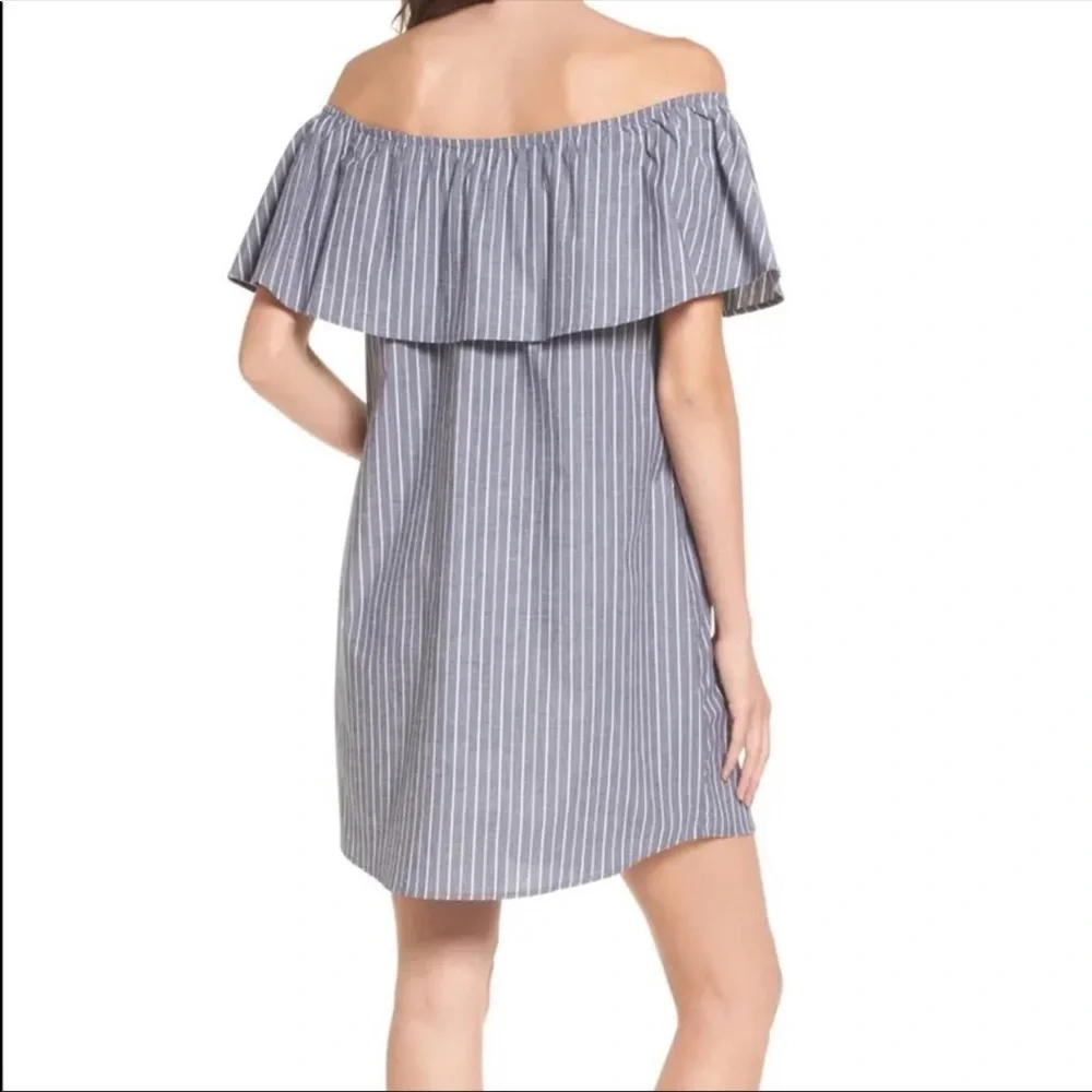SOCIALITE Nordstrom Striped Off-The-Shoulder Mini Dress Coverup Loose Fit Small - Picture 3 of 14